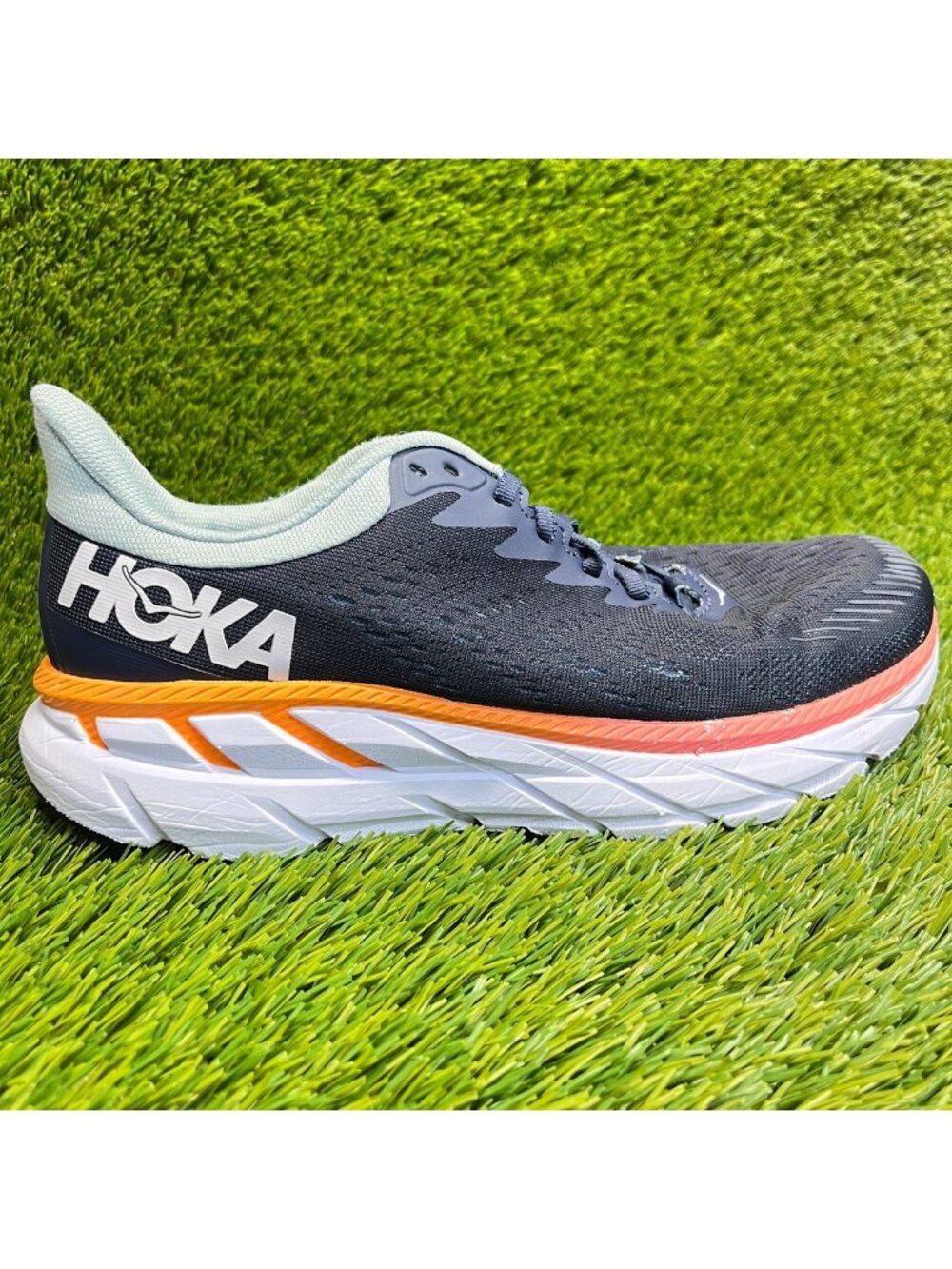 Hoka One One Clifton 7 Womens Size 9 Blue White Athletic Running Shoes Sneakers